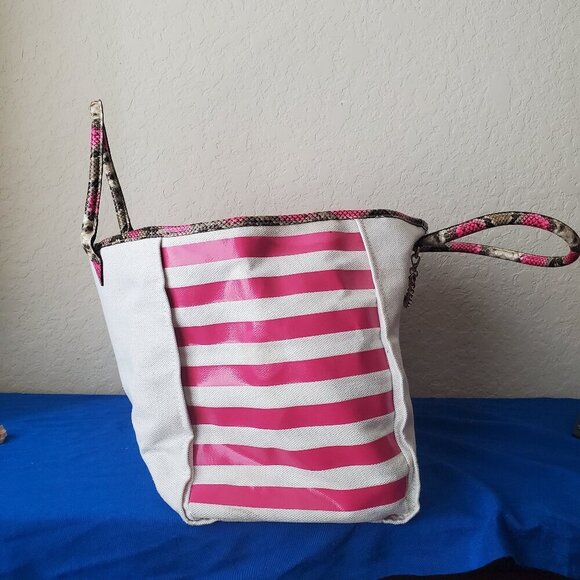 Victoria's Secret Angel City Pink Snake Pattern Canvas Tote Bag - Picture 5 of 8